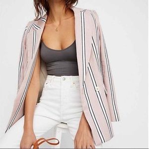 Free People Size XS Light Pink Striped Blazer